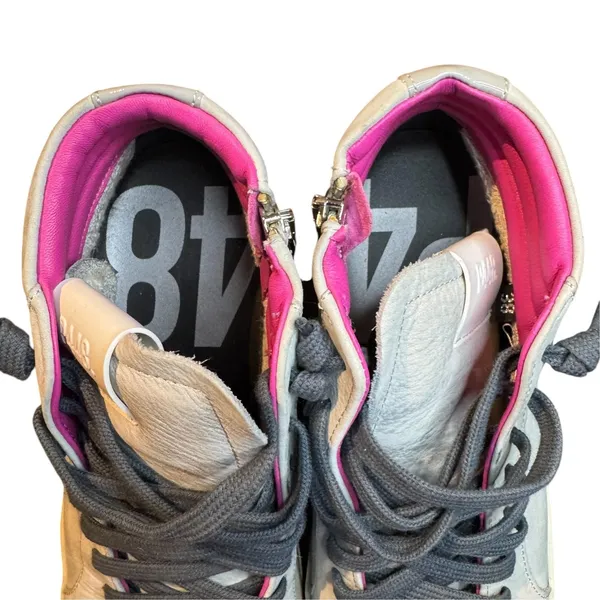 P448 Shoes Womens Size 7.5 Gray Leather High Top Zip Sneakers Casual Comfort - Image 3