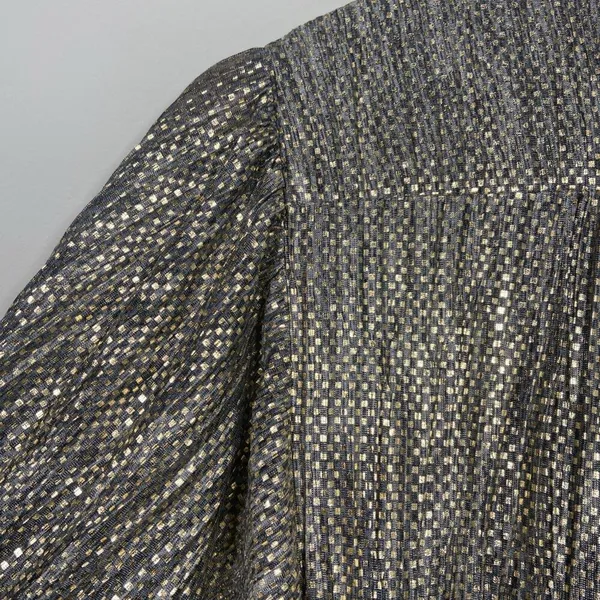 Anthropologie X Sabina Musayev Dress‎ Size M Eugine Gold Gray Accordian Tie Date - Image 6