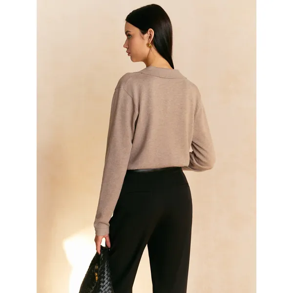 Commense Collared Pullover Oatmeal Workwear Casual Sweater Stretch NWT XS - Image 3