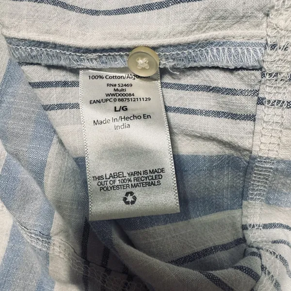Free Assembly Blue White‎ Vertical striped Dress sz L Cottagecore Lagenlook - Image 8