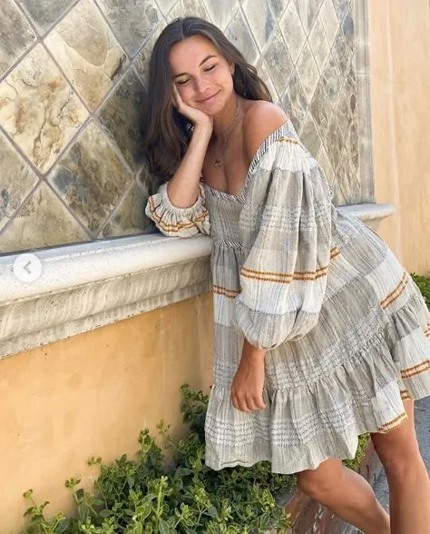 Free People | Small Cozy Striped Mini Dress In Ivory Combo Multi Color Back Tie - Image 2