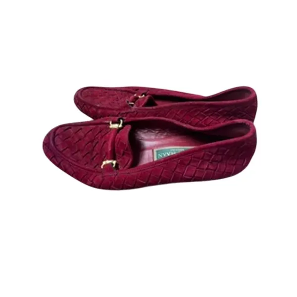 Vintage Cole Haan red woven suede horse bit buckle loafers - Image 5