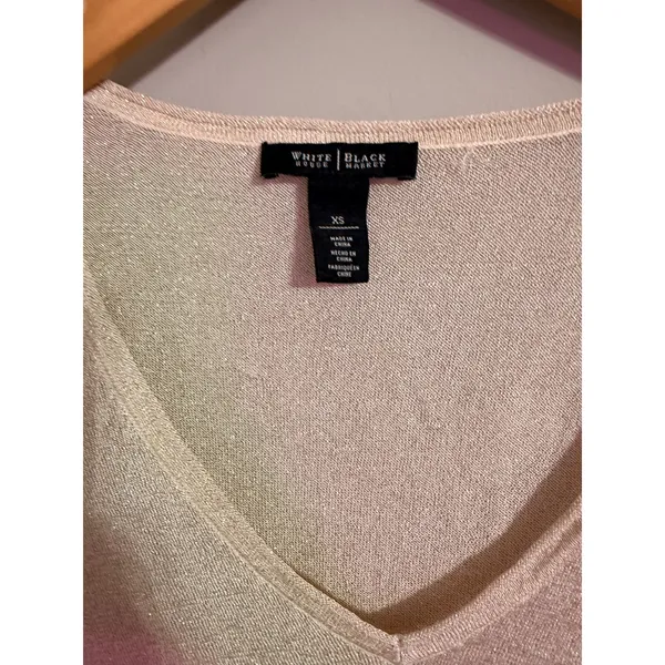 White House Black Market Sparkle V Neck Long Sleeve Sweater Top XS‎ - Image 3