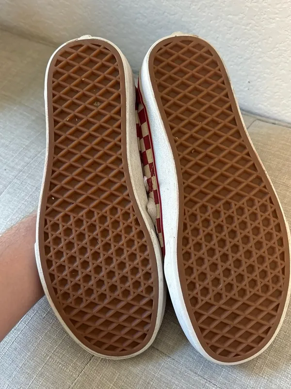 Vans Red and White Checkerboard Old Skool Sneakers suede and canvas 8 - Image 7