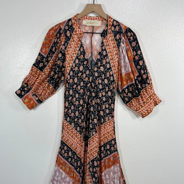 Jen's Pirate Booty Wildflower Echo Maxi Dress Small Boho Floral Patchwork Lurex - Image 7