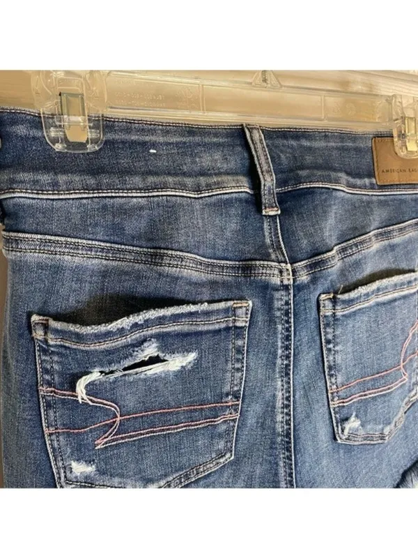 NEW American Eagle Outfitters Blue Distressed Ripped Jean Shorts Size 0 - Image 6