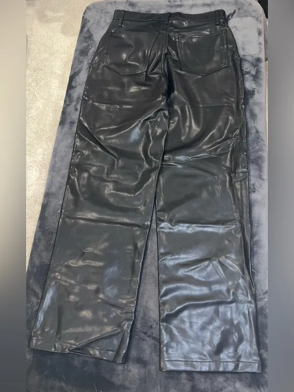 Abercrombie & Fitch Vegan Leather High Rise Loose Pant in Black Size 28 / 6 NWT - Image 15