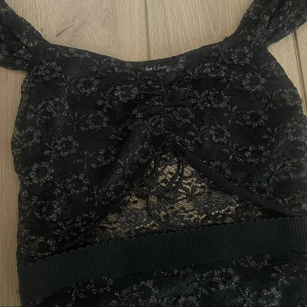 for love and lemons black gold lace sheer cutout ruched joanna dress - Image 5