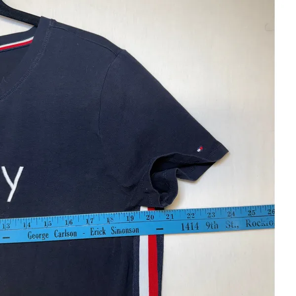 Tommy Hilfiger Womens‎ Navy Blue T-Shirt Dress Side Stripe Logo Large L - Image 7