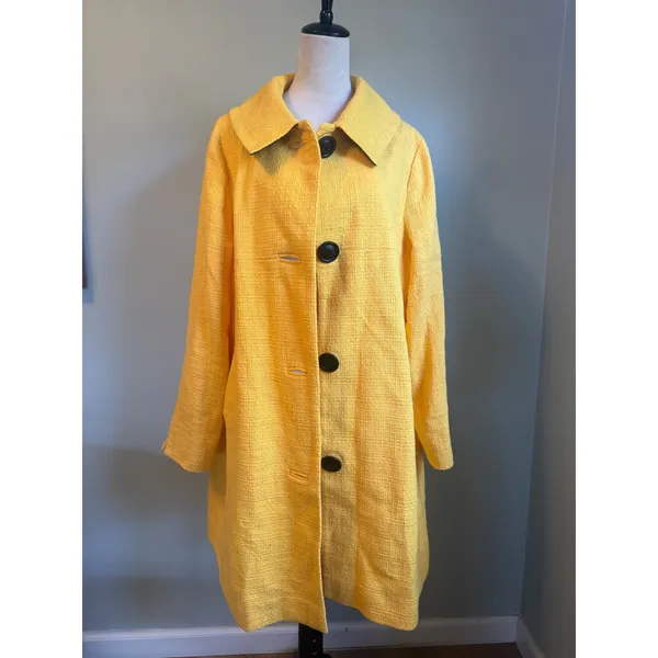 Boden Yellow Textured Tweed Coat colorful Button 14 preppy Y2K retro bright whim - Image 10