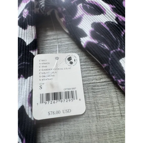 Free People Movement Rally Printed Layer Size Small Garden Floral Lilac - Image 9