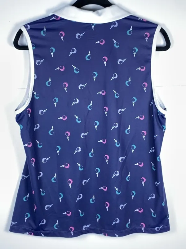 Lillie Green Womens Large Golf Polo Shirt Navy Blue Sleeveless Performance - Image 7