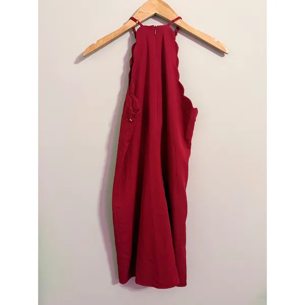 Lulus Red Scalloped Neck Halter Mini Dress Women's Size S‎ Cocktail Party - Image 4