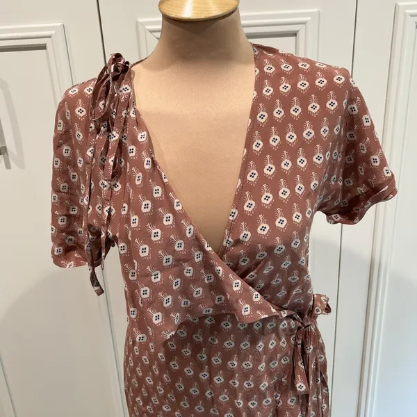 SIR the Label‎ Women's Florence 100% Silk Wrap Dress Size 0 US Size 2 Mini Boho - Image 3