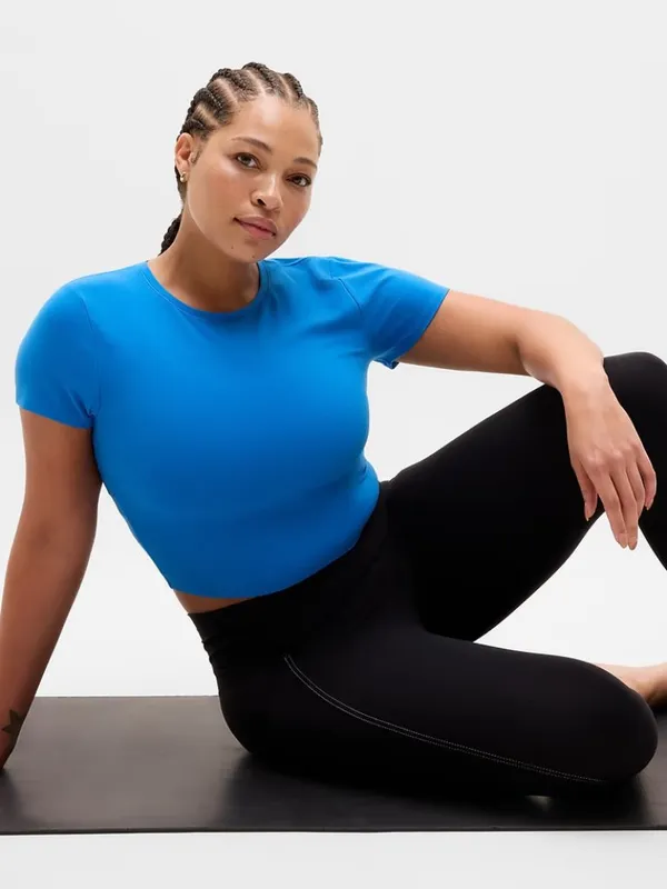 New Athleta S Transcend Open Back Tee Breaker Blue Small Regular - Image 4