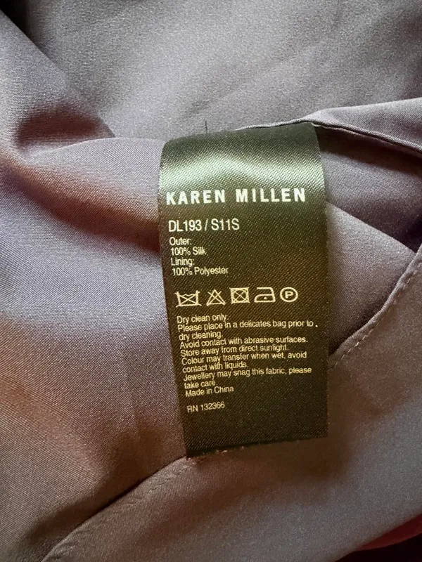 Karen Millen 100% Silk Purple Floral Maxi Dress Size 6 - Image 8