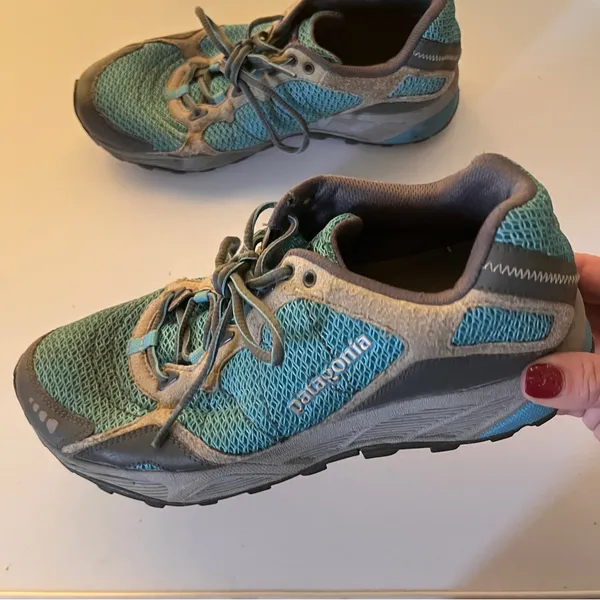 Patagonia Women's Teal and Gray Trail Walking Shoes - Image 3