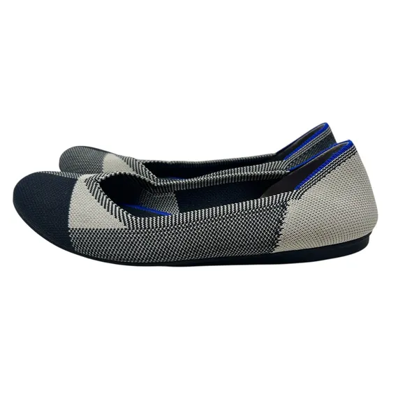 Rothy's The Flat Captoe Black White Plaid Check‎ Retired Ballerina Size 7 - Image 11