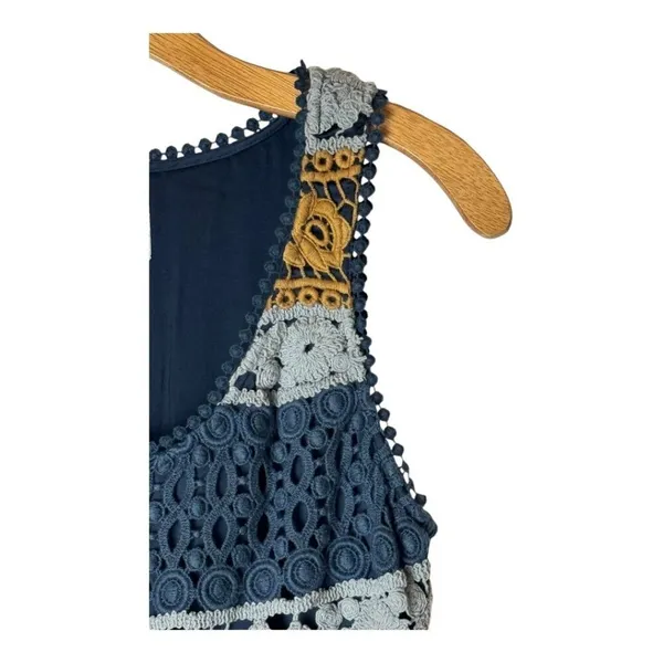 Maeve Dress Women 0 Blue Gold Sleeveless Crochet Fit And Flare Mini‎ Cottagecore - Image 6
