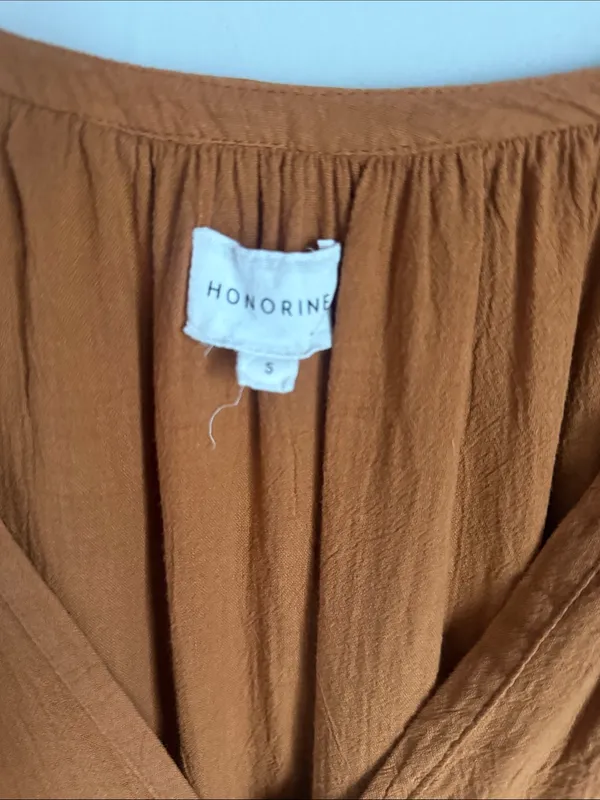 HONORINE Bianca Brown Cotton Gauze Midi Dress Small - Image 6