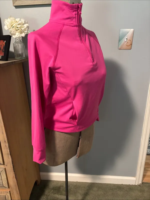 Yogalicious Hot Pink Lux Chaser Half-Zip Pullover Sweatshirt - Image 2