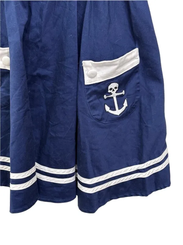 Hell Bunny Navy White Sailor Mini Dress Women's Size S - Image 4