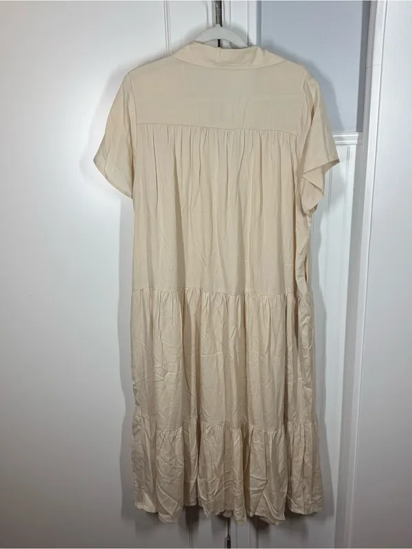 Withblack‎ ginger short sleeve midi dress size xl in cream minimalist quiet luxe - Image 7