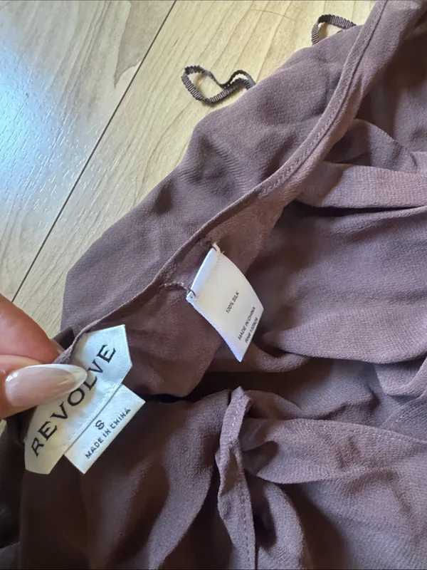 REVOLVE Adela Georgette Silk Top in Brown - Image 4