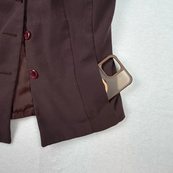 Koret Blazer Women Size 10 Brown 3-Button‎ Structured Office Professional - Image 8