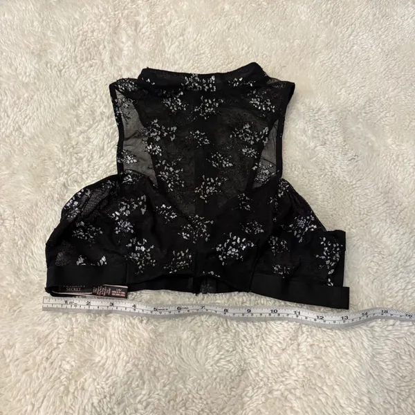 Victoria's Secret Womens Black Mesh High Neck Bralette Sparkly Sz L Emo Girl Festival Grunge - Image 3