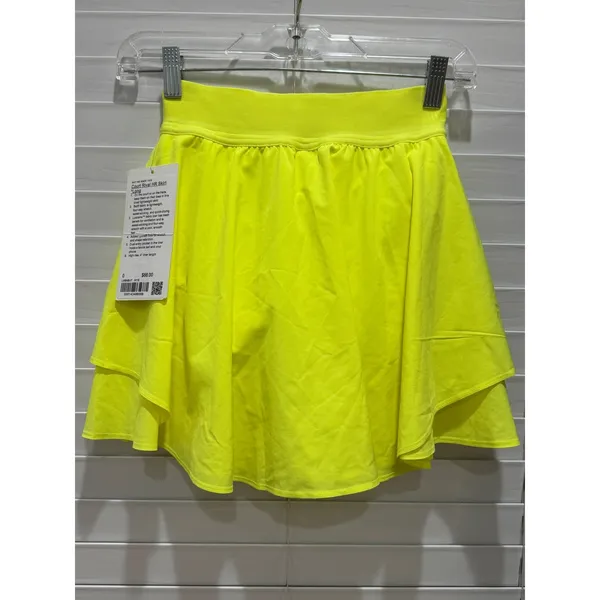 NEW Lululemon Court Rival HR Skirt Long Women 0 Highlight Yellow Neon Tiered - Image 6