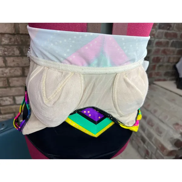 one piece swimsuit Sun streak Vintage 1990s pink purple green blue - Image 6