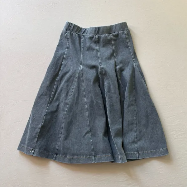 Denim Washed Paneled Circle Skirt Blue Size XXS - Image 2