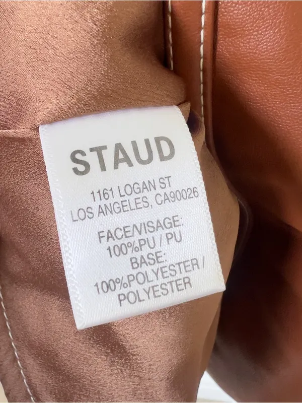 Staud Luna Vegan Leather Peplum Top - Whisky Brown - Image 7