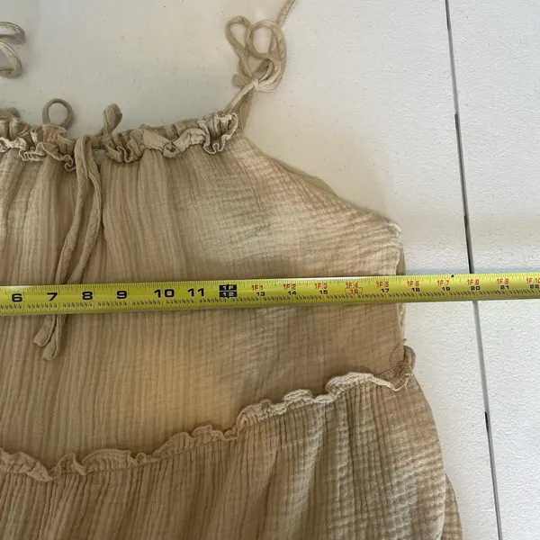 Anthropologie Charlie Holiday Senorita Maxi Dress Sz 8 Tan‎ Boho Tiered Sundress - Image 10
