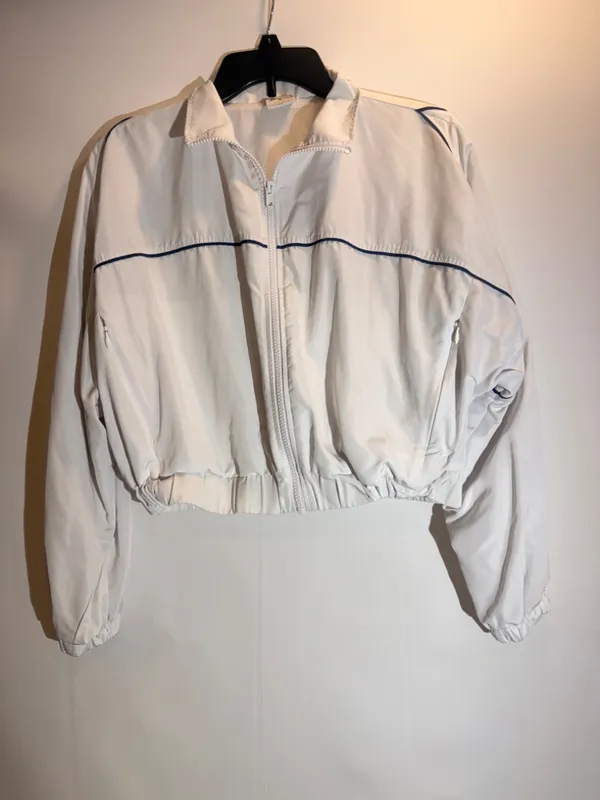 Anthropologie Year of Ours White Tennis Cropped Windbreaker Athletic Jacket XS - Image 3