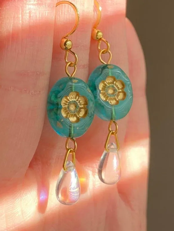 quality Czech glass beads fairy chic dangle earrings💐 - Image 7