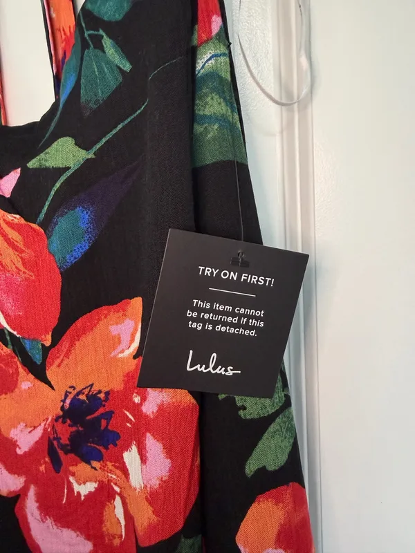 Lulus Tropical Blooms Black Floral Tie-Back Cutout Maxi Dress | NWT - Image 6