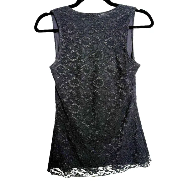 CDW Creative Design Vintage 90s Y2K Babydoll Lace Sleeveless Blouse Black Small - Image 2