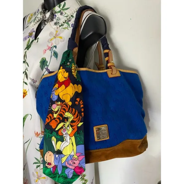 Dooney & BOURKE Blue Brown Large Fabric Tote Bag - Image 5