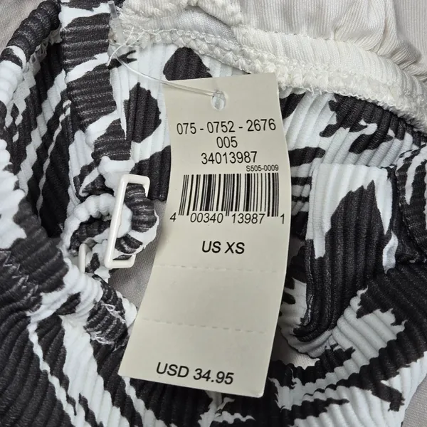 Aerie Women XS Triangle Bikini Top Ribbed‎ Zebra Print Black White Swim - Image 3
