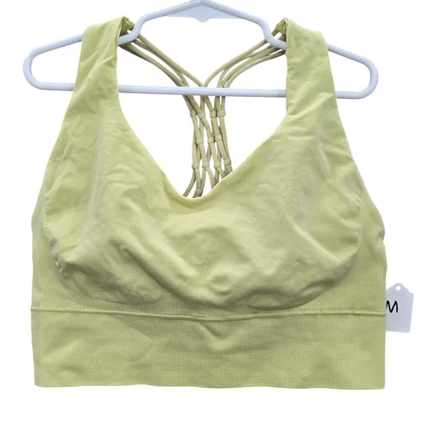 Y2K Green 90s 2000s Crisscross Macrame Retro Activewear Sports Bra‎ Top Medium - Image 3
