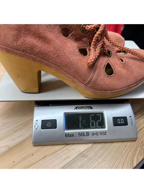 Anthropologie Latigo Cabo Suede Pump Chunky Wooden Heel Terracotta Cutout Size 9 - Image 12