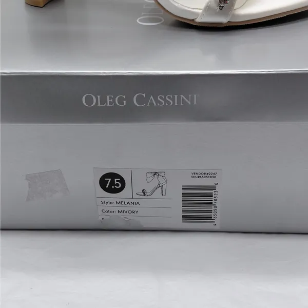 Oleg Cassini Women Heels Size 7.5 Ivory Satin Bow Party Wedding Bridal Sandals - Image 9