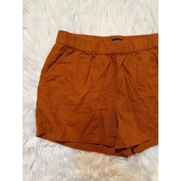 J. Crew Factory Womens Size Small Linen-Blend Pull-On Short Rust Brown High Rise - Image 3