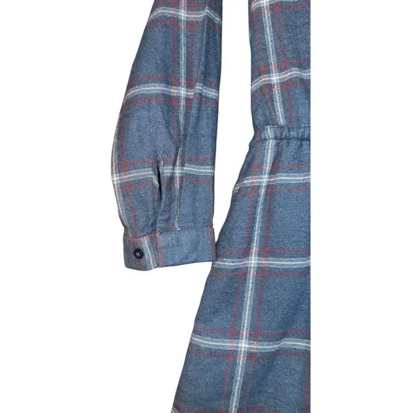 Prana Loop to Pines Organic Cotton Flannel Dress Blue Womens‎ Sz S Relaxed Plaid - Image 5