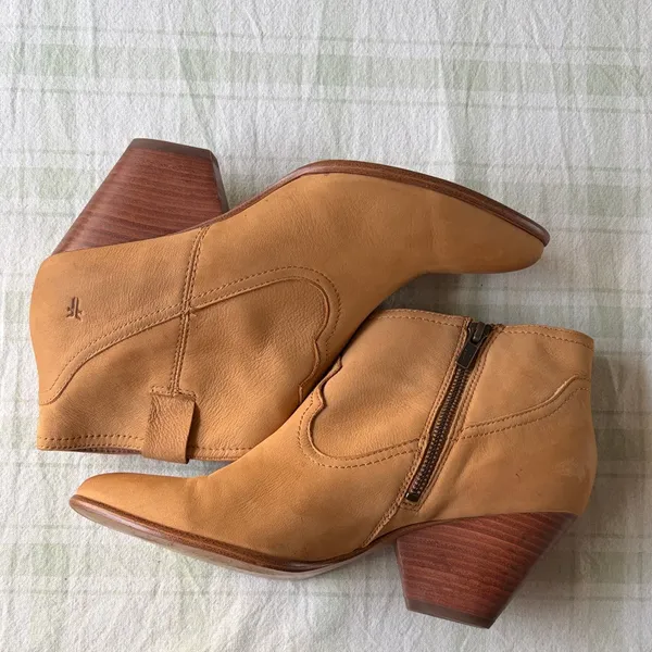 Frye Women's Tan Leather Ankle Boots - Stylish Western-Inspired Booties - Image 2