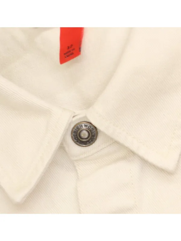 Woolrich X TGT Western Button Down Cotton Denim Jumpsuit Cream Off White 12 - Image 4