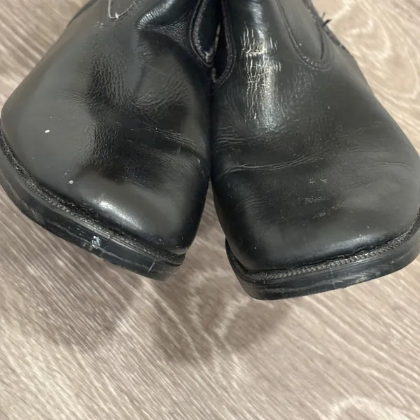 VTG Y2K Justin Black Leather Roper Western Cowboy Boots Square Toe 5.5 Wide Boho - Image 4