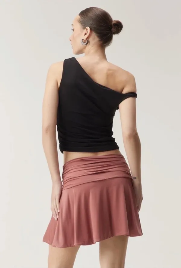 Nasty Gal Premium Dusty Rose Pink “Mocha” Slinky Fold Over Mini Skirt - Image 4
